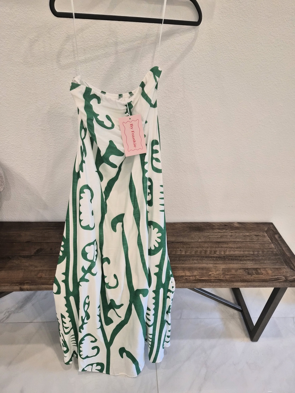 Green and White Maxi Dress - Elegant Summer Slip Dress